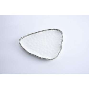 Pampa Bay Salerno Triangular Serving Dish, White/Silver