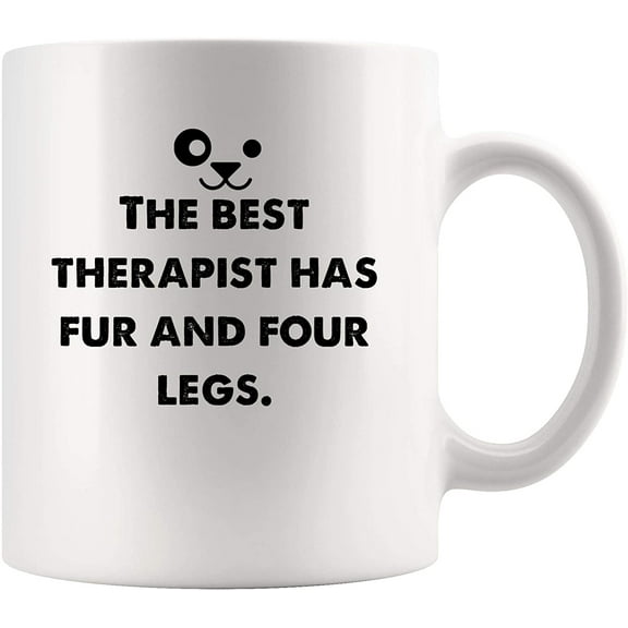 The Best Therapist Has Fur And Four Legs Dog Mug Coffee Cup Gift - Funny Best Dog Mom Dad Mugs Love Cute Puppy Rescue Pet Dogs Lovers Mama Beer White Ceramic Tea Mugs