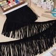 thumbnail image 4 of 3.2 Yards 6 Inch Double Side Suede Tassel Trims Leather Fringe Trim Brazil Tassel Fringe Edging Ribbon Embellishment Decoration for DIY Sewing Craft Garment Hem Black, 4 of 9