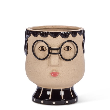 Set of 4 Medium Face with Glasses Planter