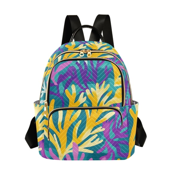 Bright Colored Corals Quilted Backpack Fashion Daypack Commuter Bag for Women 8.5 L