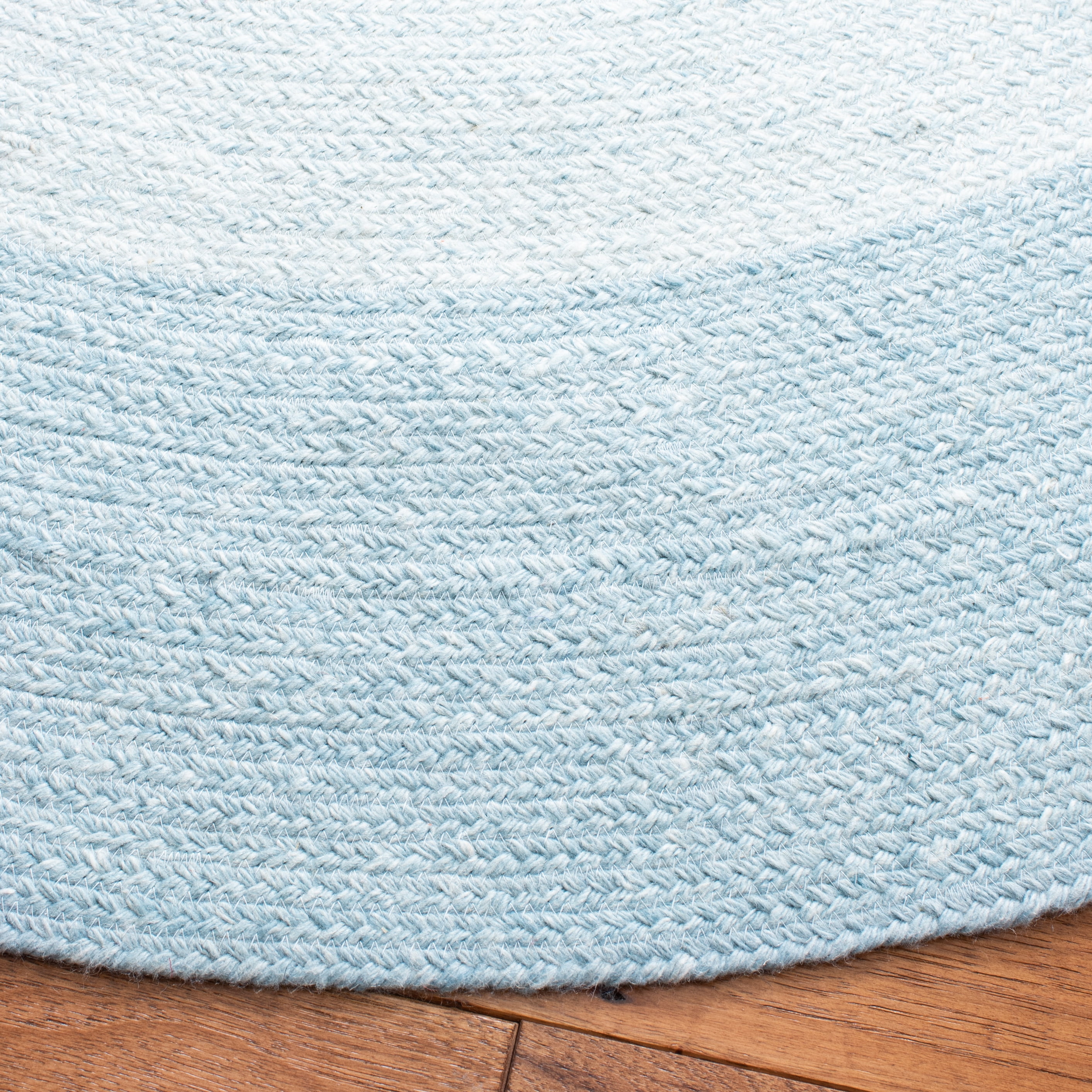 SAFAVIEH Braided Osmond Geometric Polyester Reversible Area Rug, Aqua/Ivory, 10' x 10' Round
