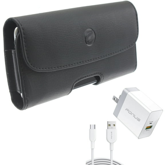 For Google Pixel 7 Pro/6 Pro - 36W PD Home Charger w Case Belt Clip, Fast Type-C 6ft Long Cable USB-C, Leather Holster Cover for Google Pixel 7 Pro/6 Pro Phones