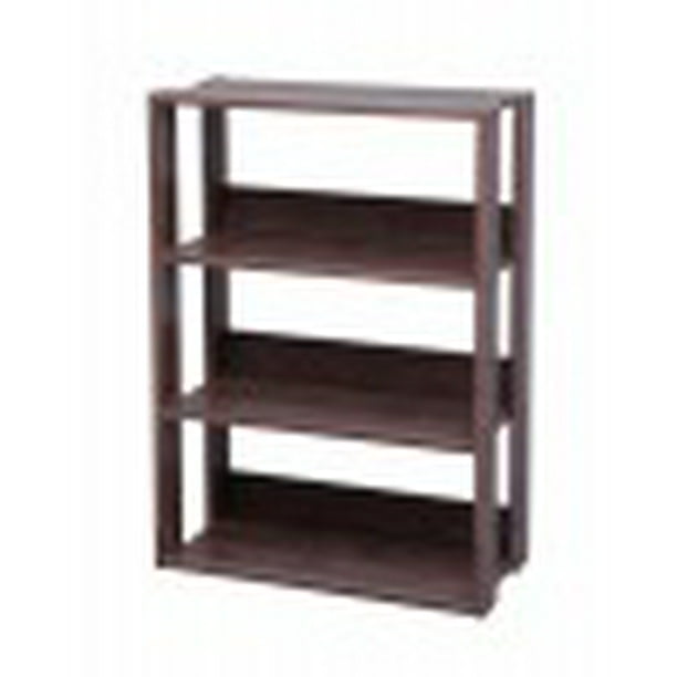 Iris Usa Mado 3 Shelf Wide Open Wood, Dark Brown Wood Open Bookcase