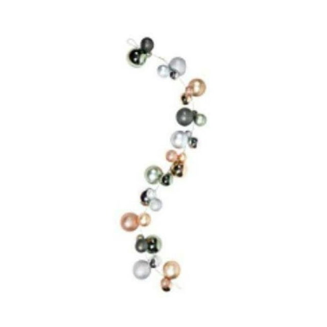 Vickerman N181899 6 ft. Cafe Latte & Iron & Silver Assorted Ball Ornament Garland