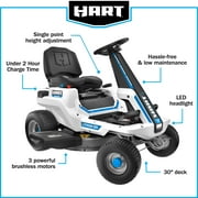 HART 80-Volt 30-inch Deck Lithium-Ion Riding Lawn Mower Kit, (1) Super Charger