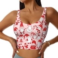 thumbnail image 1 of Fotbe Gnome Merry Christmas Sujetador Deportivo Largo sin Aros para Mujer con Almohadillas y Soporte Medio, Transpirable y Absorbente, Camiseta Tipo Chaleco o Tank Top-Small, 1 of 8