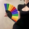 thumbnail image 3 of Mosey Rainbow Folding Fan Bright Color Lightweight Compact Size Colorful Hand Folding Fan Party Decoration, 3 of 8