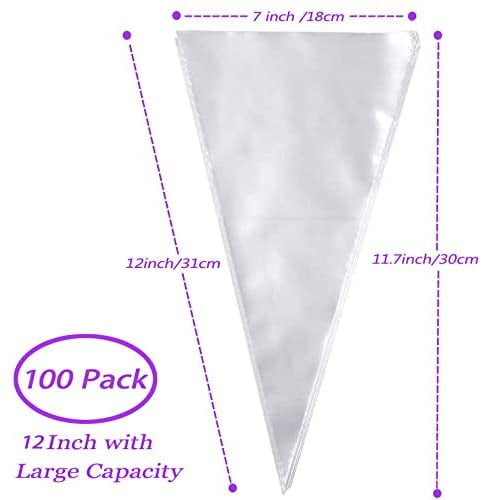 YCbingo 100 Pack Extra Thick Pastry Bags Large Disposable Icing Decorating Bags Cake Professional Strong Piping Bags with 5 Bag Ties for All Sized Tips Kit and Couplers 16 Inch