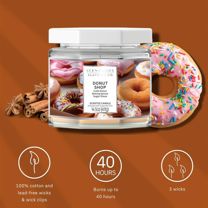 Scentworx Donut Shop 14.5 oz 3-Wick Jar Candle by Harry Slatkin and Slatkin + Co.