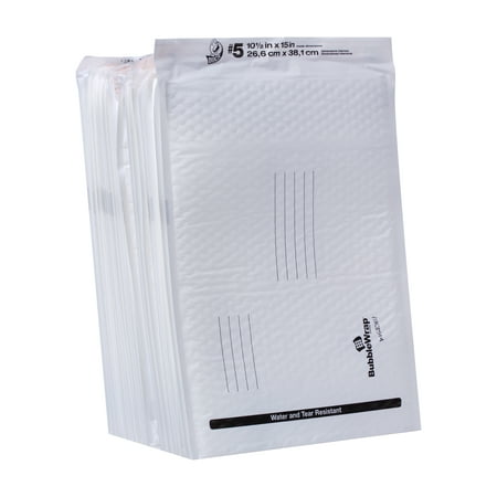 Duck 10.5" x 15" Poly Bubble Solid White Shipping Mailers, 25-Pack
