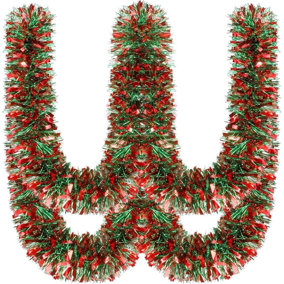 50 Feet Christmas Tinsel Garland Metallic Twist Garland Shiny Hanging Garland Ornaments for Christmas Tree Party Supplies Indoor and Outdoor Decoration Christmas Garland