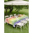 thumbnail image 3 of Easter Outdoor Tablecloth - 60x120 Inch Rectangle Dining Table Cover, Spring Rabbit Silhouette Colorful Rainbow Graffiti Waterproof Outdoor Table Cloth with Umbrella Hole & Zipper for Picnic/Patio, 3 of 7