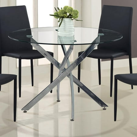 Global Furniture Glass Top Dining Table w/Chrome Legs ...