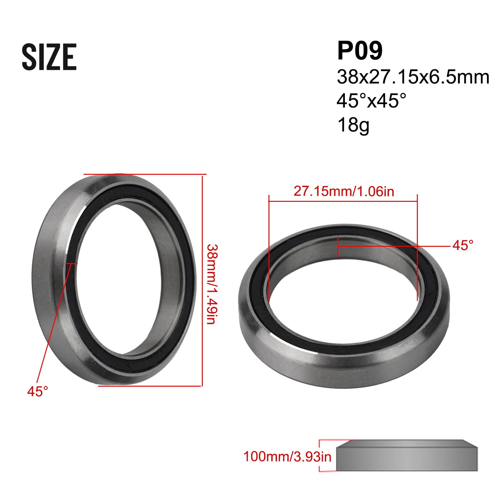 Bike Headset Bearings 1/8inch 45/36 Angle Bicycle Part 38/39