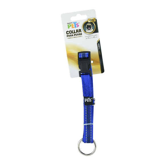 Collar Ch C/Ultra Grip Y Bandas Reflejantes Azul Fancy Pets CH