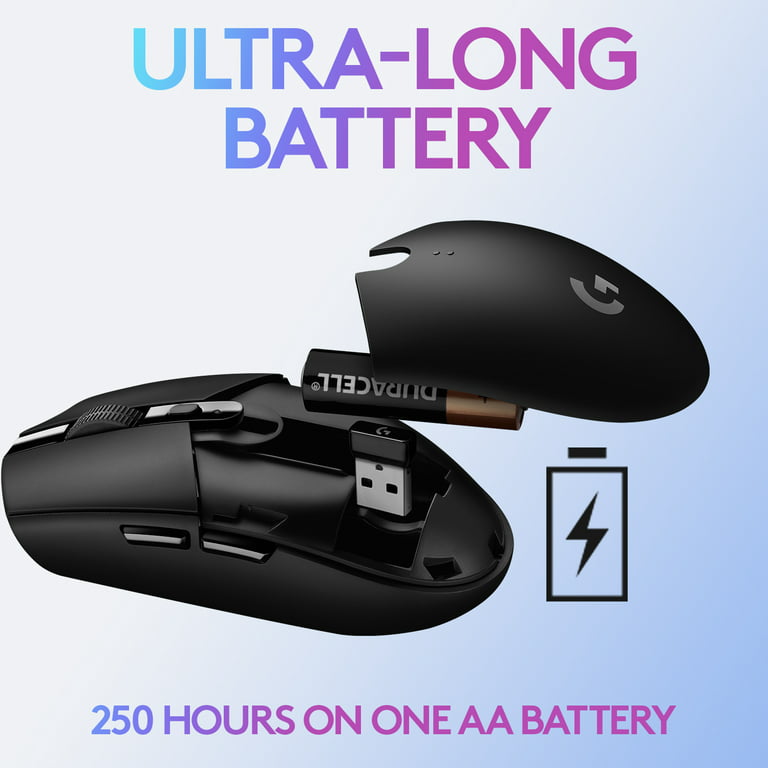  Logitech G305 LIGHTSPEED Wireless Gaming Mouse, Hero 12K  Sensor, 12,000 DPI, Lightweight, 6 Programmable Buttons, 250h Battery Life,  On-Board Memory, PC/Mac - Black : Everything Else