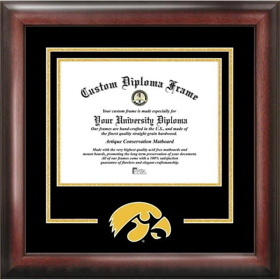 Campus Images IA995SD-1185 11 x 8.5 in. University of Iowa Hawkeyes Spirit Diploma Frame - Satin Mahogany