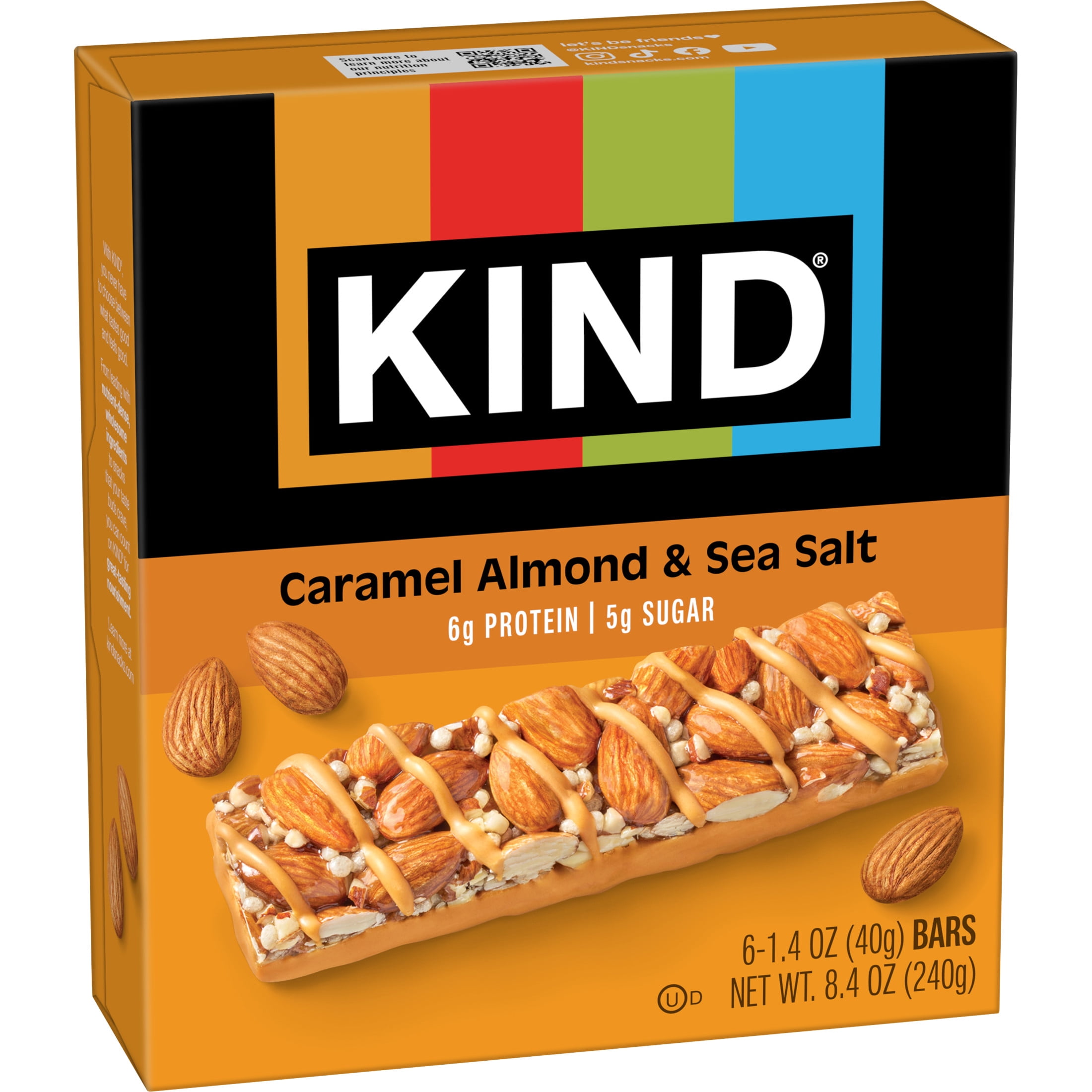 KIND Snack Bars, Caramel Almond & Sea Salt, Gluten Free, 6g Protein, 1.4oz, 6 Count