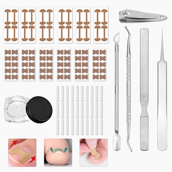 EGNMCR Ingrown Toenail Set With Breathable Ingrown Toenail Strips Curved Toenails Corrector Patch File And Lifter Pedicure Tools For Women Man Ingrown Toenail Set