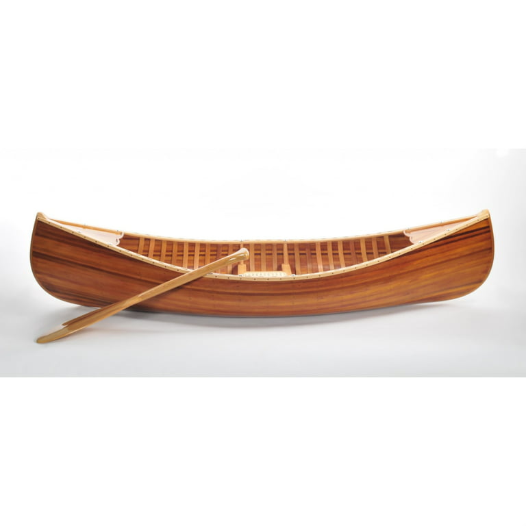 20.25 x 70.5 x 15 Wooden Canoe with Ribs Matte Finish