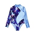 thumbnail image 3 of Yeahdor Kids Girls Long Sleeve Cutout Back Patchwork Ballet Leotard Gymnastics Jumpsuit Blue 8, 3 of 5