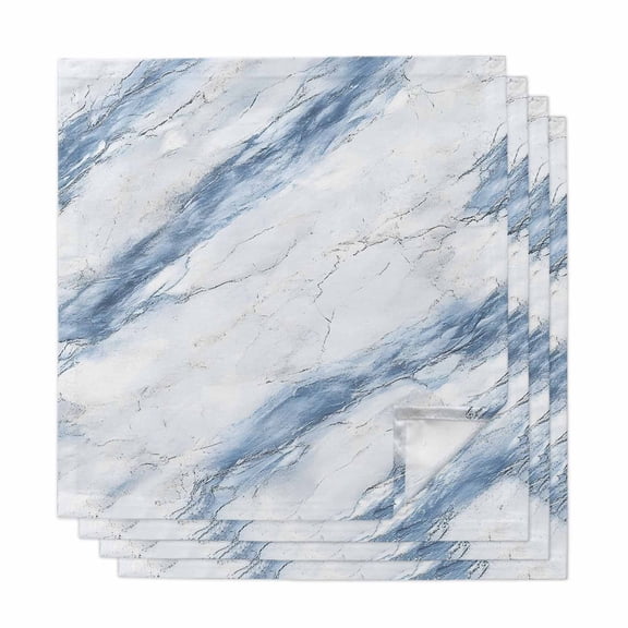 Blue Grey Marble Cloth Napkins, Vintage Abstract Modern Art Crack Washable and Reusable Dinner Napkins Set of 4, Table Napkin for Kitchen Party Birthday Wedding Hotel Housewarming 20"x20"