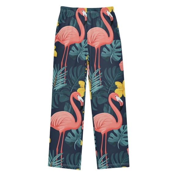 FORMRS Boys Pajama Pants with Pockets Size 6-8Y Kids Lounge Sleep Bottoms, Pink Floral Flamingo