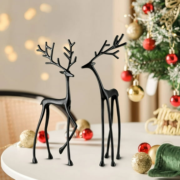 FYHALE Metal Reindeer Christmas Decormetal Reindeer Black Reindeer Christmas Decoration Mini Reindeer Christmas Table Decoration for Home Indoor Xmas Holiday Small Statue Rustic Table Decor