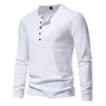 thumbnail image 2 of ShomPort Men Casual Long Sleeve Round Neck T-Shirt Button Collar Solid Color Slim Blouse, 2 of 5