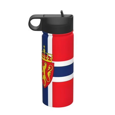 

18 Oz Insulated Sports Bottle Outdoor Sports Gym Handheld Portable Casual Stainless Steel Water Bottle Straw With Lid Norways Flag
