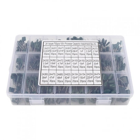 

Green Polyester Film Capacitors Capacitor Polyester Film Capacitors Capacitors Kit 700Pcs TV Electronic Equipment. For DC And Pulsating Circuits