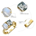 thumbnail image 5 of VAKKI 6x8mm Emerald Cut Moss Agate Ring 14K Gold Plated 925 Sterling Silver Ring for Women Engagement Band Size 5-9, 5 of 5