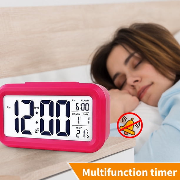 Temperatura Despertador Led Retroiluminación Digital Calendario Snooze Reloj (Rojo)