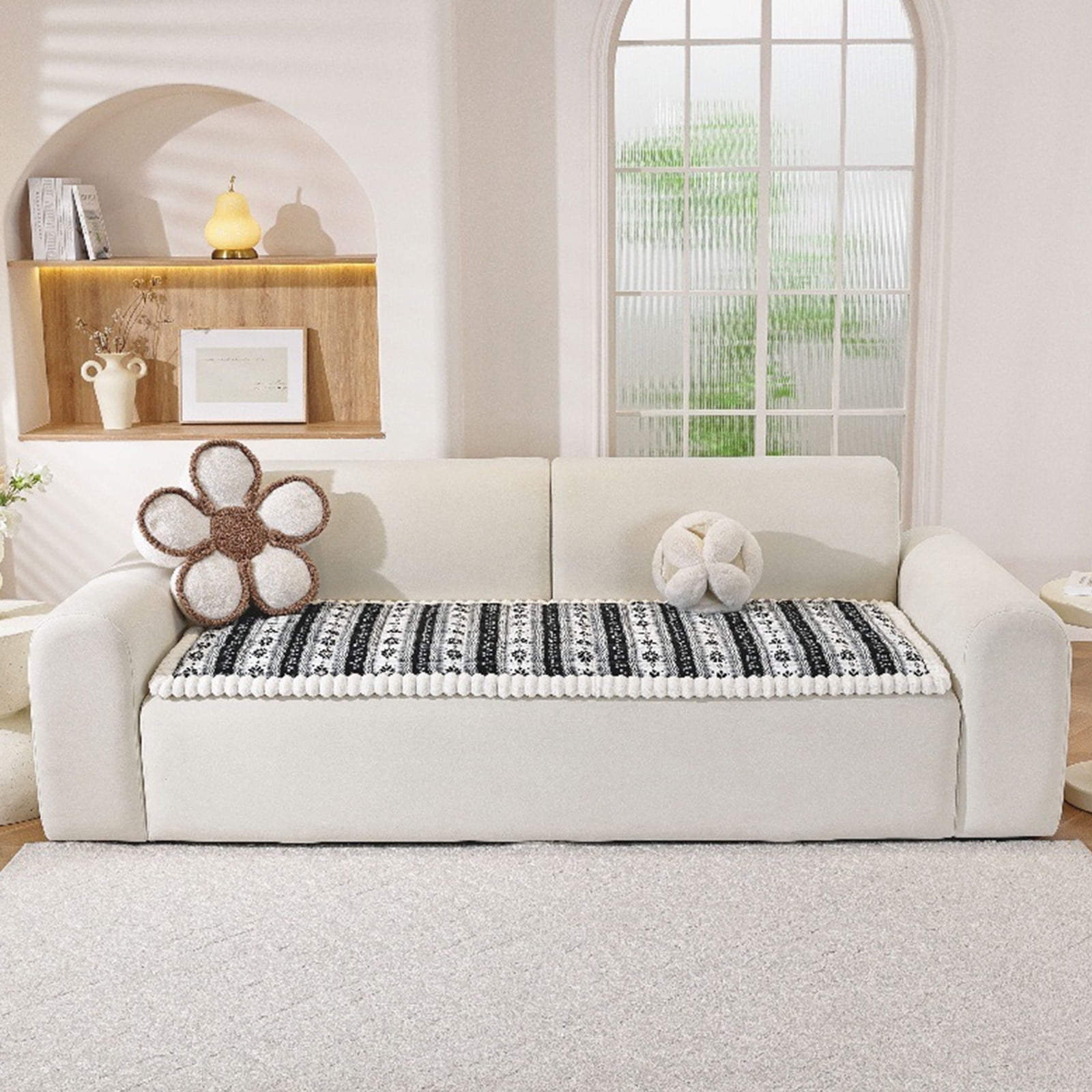 Sofa Cushion,Couch Cushions,Thickened Sofa Cushion - Non-Slip,60*28IN Soft Polyester Seat Pad for Fall and Winter Comfort, Durable Stitching for Living Room,Thickened Mantou Cushion(Black)