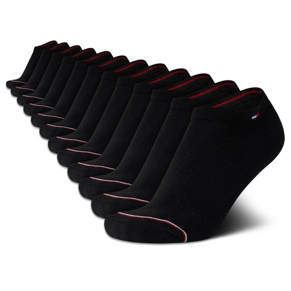 Calcetines Tommy Hilfiger No Show para mujer, paquete de 12, tallas 4-10, color negro