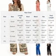 thumbnail image 2 of Floleo Women Boho Two Piece Outfit V Neck 3/4 Sleeve Floral Print Top Wide Leg Pants Vacation Matching Set, 2 of 7