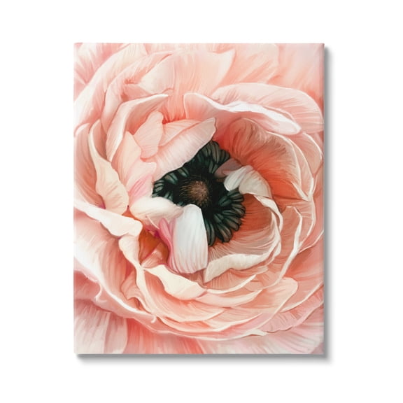 Stupell Industries Up Close Pink Peony Intricate Sunlit Petals Painting Gallery Wrapped Canvas Print Wall Art, Design by Ziwei Li