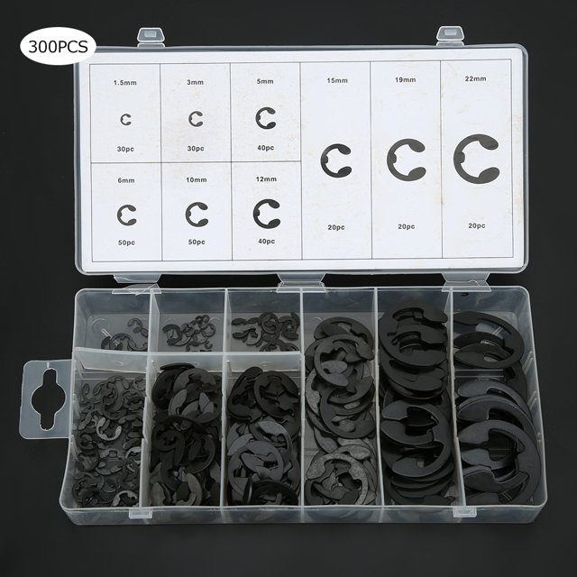 300 anillos de presión de acero al carbono negros kits de clip de retención interno E accesorio elástico para máquina ANGGREK Otros