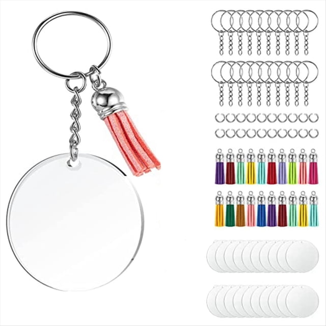 Juego de llaveros acrílicos en blanco, redondos transparentes (5 pulgadas), ideales para manualidades con vinilo y resina.