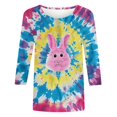 thumbnail image 5 of Liquidation d'Économies d'Été Staron Hauts d'Été pour Femmes Pâques Amples Décontractés Blouses à Manches 3/4 T-Shirts Basiques Col Rond Hauts Graphiques T-Shirts d'Été Amples, 5 of 5
