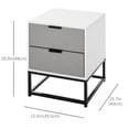 thumbnail image 3 of HOMCOM Bedside Table with 2 Drawer Storage Unit, Unique Shape Nightstand with Metal Base for Bedroom, 3 of 10