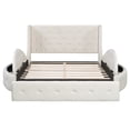 thumbnail image 6 of Upholstered Platform Bed Queen Size Storage Velvet Bed with Wingback Headboard and 1 Big Drawer,2 Side Storage Stool(Beige), 6 of 21