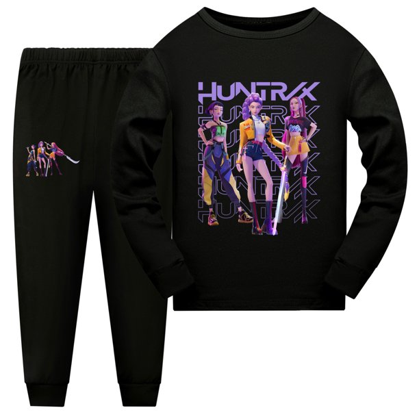 Pop Stars Demo-n Pajamas,HUNTR/X Rumi,Mire Zoeyy Kids Long Sleeve Pajamas,Huntrix Printed Fashion Suit Skirt Round Neck Long Sleeve Top Pants