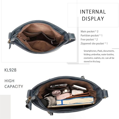 KL928 Medium Crossbody Purses for Women Handbag Leather Crossbody Shoulder Bags with Multi Pockets