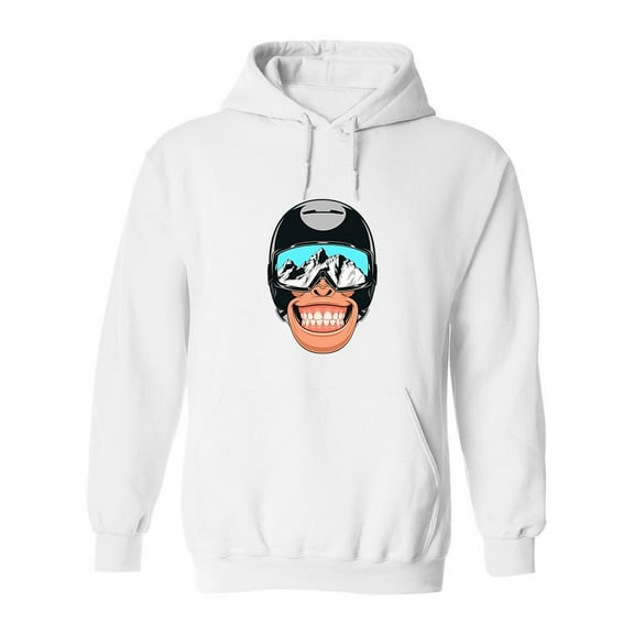 Monkey Wearing A Helmet. Hoodie Men -Image by Shutterstock, Male Large