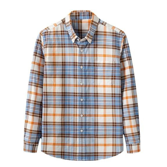 BVnarty Plaid Shirts for Men Long Sleeve Casual Checkered Shirt Button Up Pocket Flip Collar for Outdoor Work Shopping Fashion