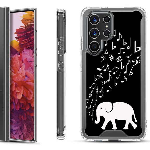 Shockproof Bumper Phone Case for Samsung Galaxy S22 Ultra 5G, by OneToughShield ® - Elephant Music