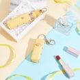 thumbnail image 5 of 2pcs Chapstick Keychain Holder 15.3cm PU Leather Lipstick Organizer Holder with Keychain Mini Lip Gloss Travel Storage Case Portable Snap-On Lip Balm Sleeves for Women Gift Yellow, 5 of 9