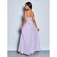 thumbnail image 2 of Mauve Purple And White Striped Flowing Maxi Dress With Spaghetti Straps, Chest Gathering, Pockets, A-Line Silhouette, 2 of 6